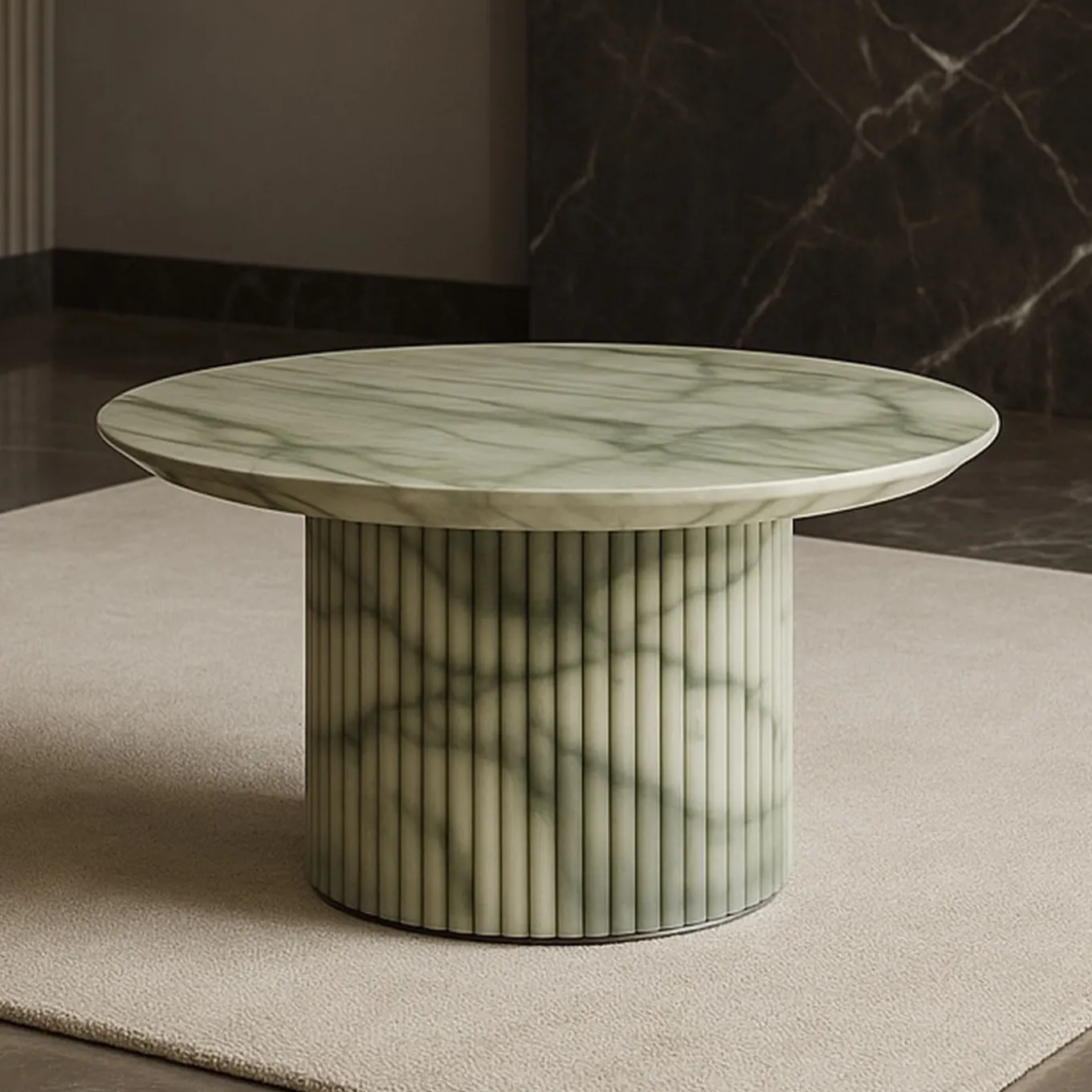 Tavolino da caffè Rullo in onice verde smeraldo di Ashley Gadeova