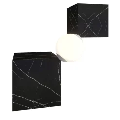 Tavolino e lampada da terra CSD in marmo nero di Sissy Daniele