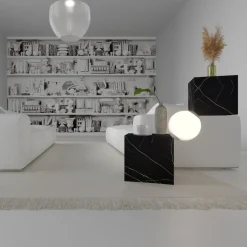 Tavolino e lampada da terra CSD in marmo nero di Sissy Daniele