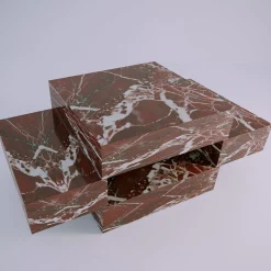 Tavolino Elysium in Marmo Rosso Levanto di Sissy Daniele