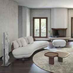 Tavolino Fritz in acciaio lucido e pelle marrone di Pulina Exclusive Interiors