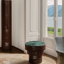 Tavolino in Noce e Marmo Verde Alpi della Collezione Carabottino in Edizione Limitata