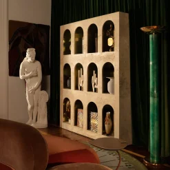 TAVOLINO LEAF CON TOP IN ROVERE SBIANCATO