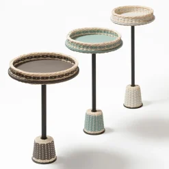 Tavolino Matisse in pelle e rattan - Grande