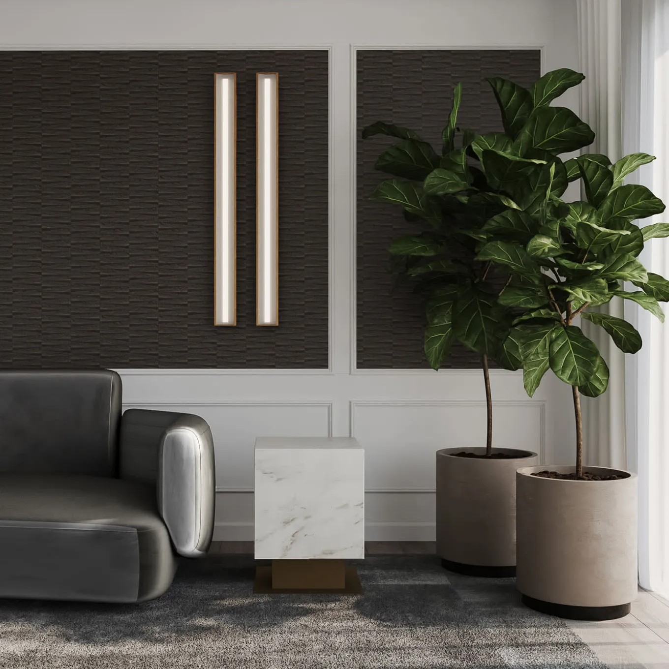 Tavolino Nahul in marmo bianco calacatta con base in metallo