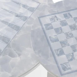 Tavolino per esterni Iconic Rotondo con Motivo a Scacchiera