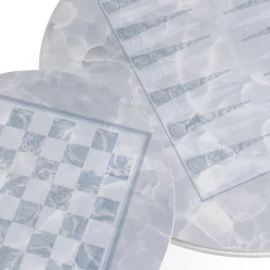 Tavolino per esterni Iconic Rotondo con Motivo a Scacchiera