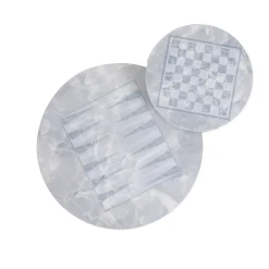 Tavolino per esterni Iconic Rotondo con Motivo a Scacchiera