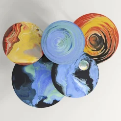 Tavolino rotondo Astraliti in metallo dai toni caldi #2