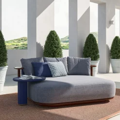 Tavolino rotondo blu