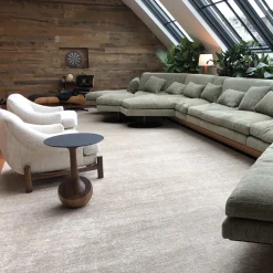 Tavolino rotondo moderno Achille in legno di noce scuro