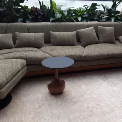 Tavolino rotondo moderno Achille in legno di noce scuro