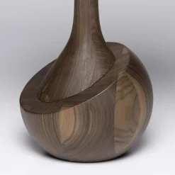 Tavolino rotondo moderno Achille in legno di noce scuro