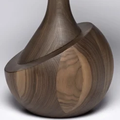 Tavolino rotondo moderno Achille in legno di noce scuro