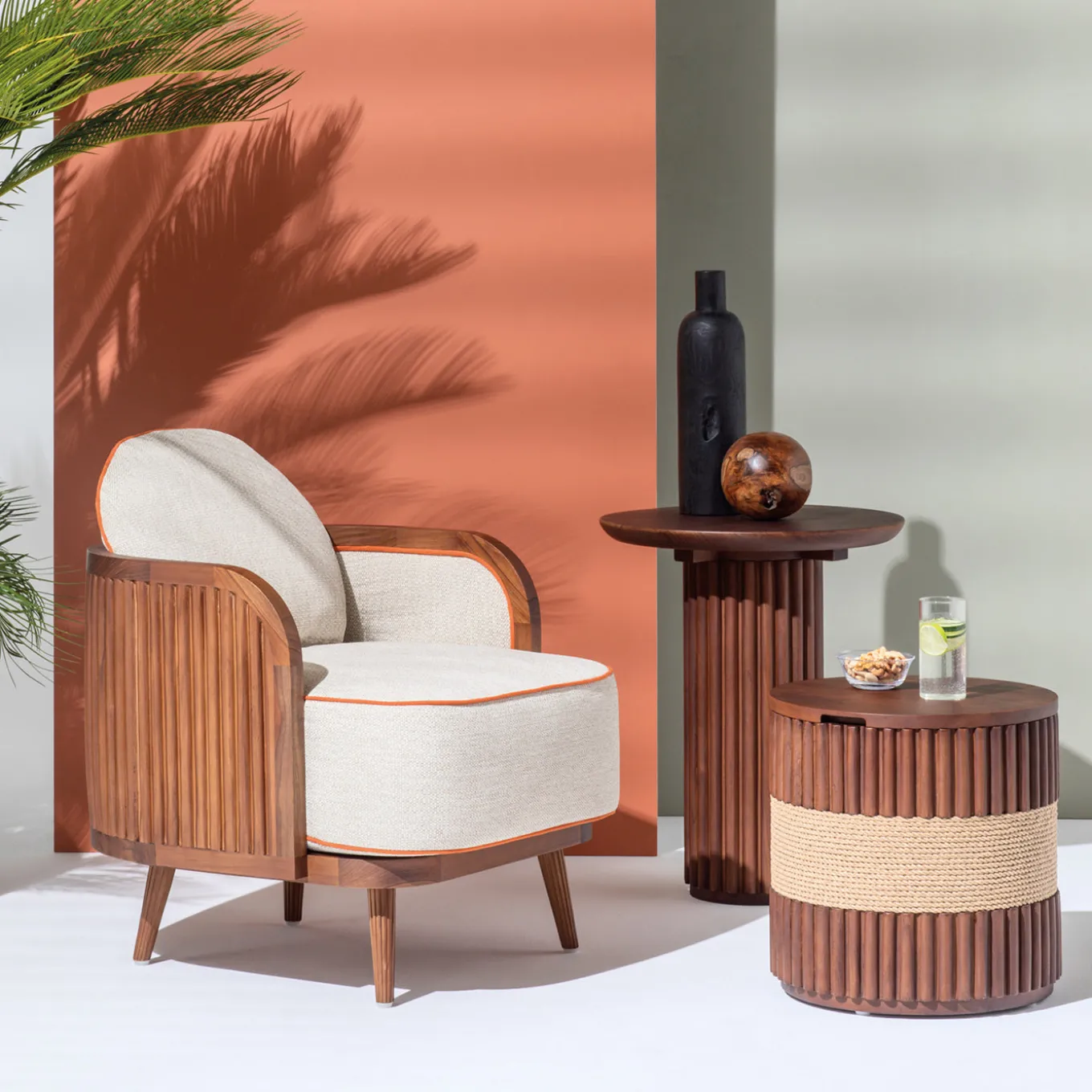 Tavolino rotondo per esterni Grissini in legno