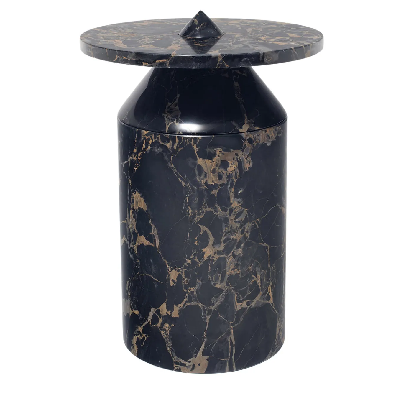 Tavolino Totem Black Portoro di Karen Chekerdjian