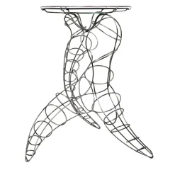 Tavolo alto Mr Joe in metallo con piano in vetro di Murano