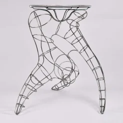 Tavolo alto Mr Joe in metallo con piano in vetro di Murano