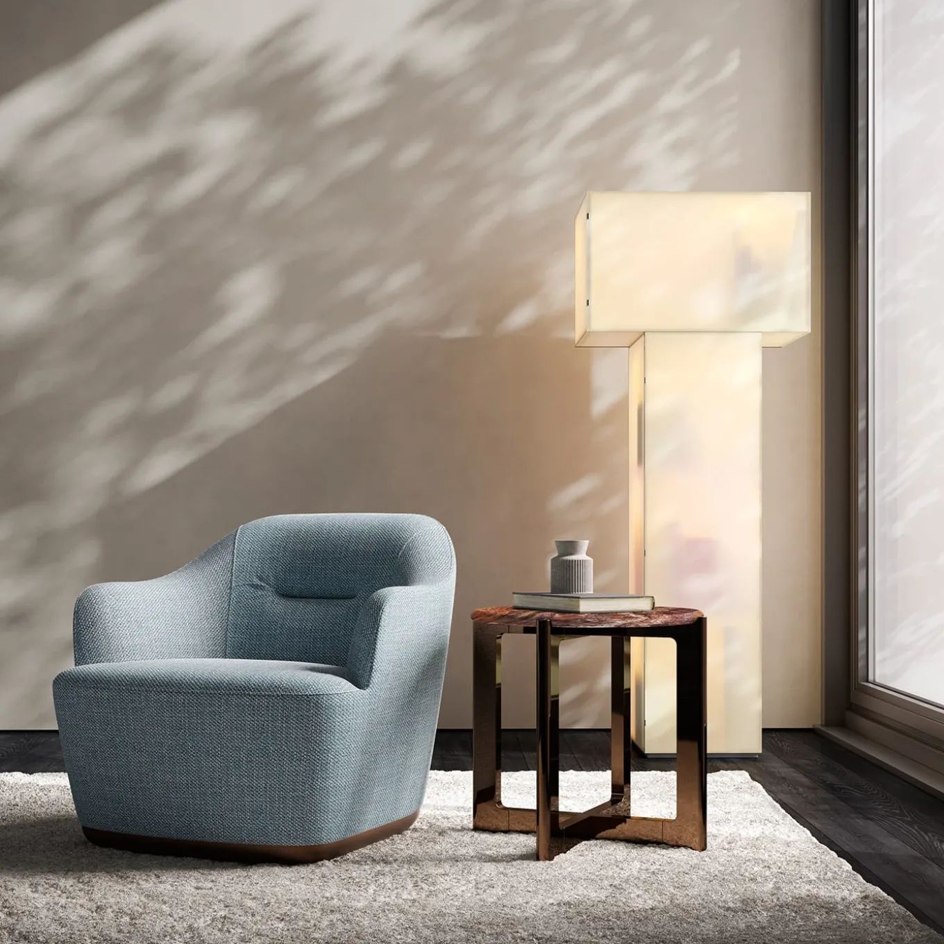 Tavolo basso Ronin con piano in marmo