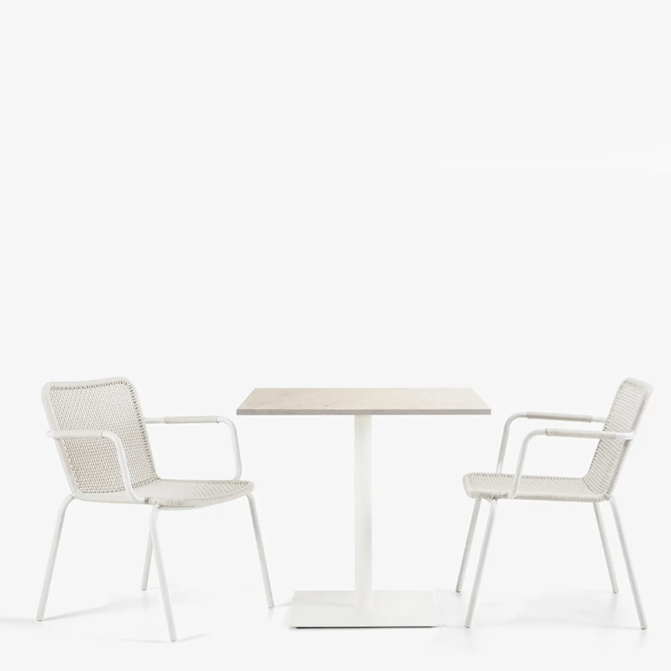 Tavolo bistro outdoor in pietra travertino beige quadrato Velia