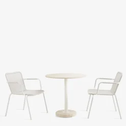 Tavolo bistro rotondo in travertino beige Tamia per esterni