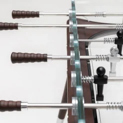 Tavolo da Calcio Balilla 90° Minuto IIII in legno Wengè e vetro trasparente