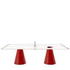Tavolo da ping pong rosso per esterni Dada di Basaglia + Rota Nodari