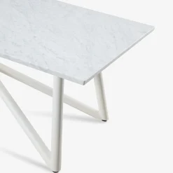 Tavolo da pranzo esterno rettangolare Larte 260 in marmo bianco carrara e acciaio bianco