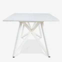 Tavolo da pranzo esterno rettangolare Larte 260 in marmo bianco carrara e acciaio bianco