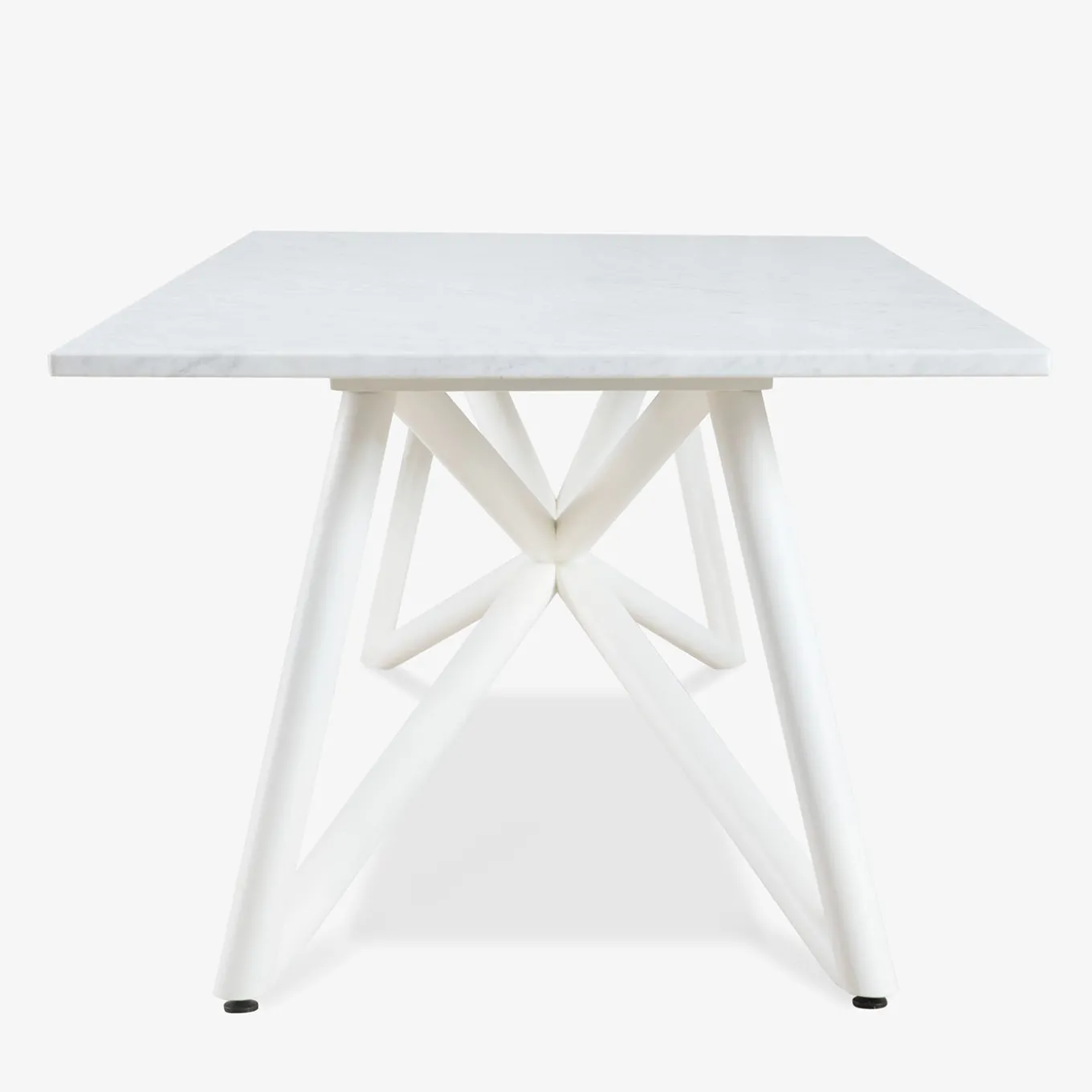 Tavolo da pranzo esterno rettangolare Larte 260 in marmo bianco carrara e acciaio bianco