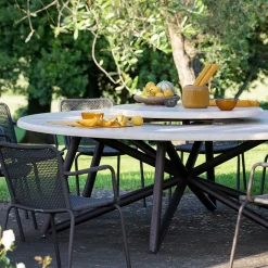 Tavolo da pranzo esterno in pietra travertino beige Hermu 180