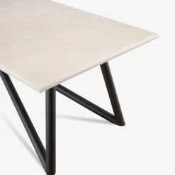 Tavolo da pranzo esterno rettangolare in pietra travertino e acciaio marrone Larte 260