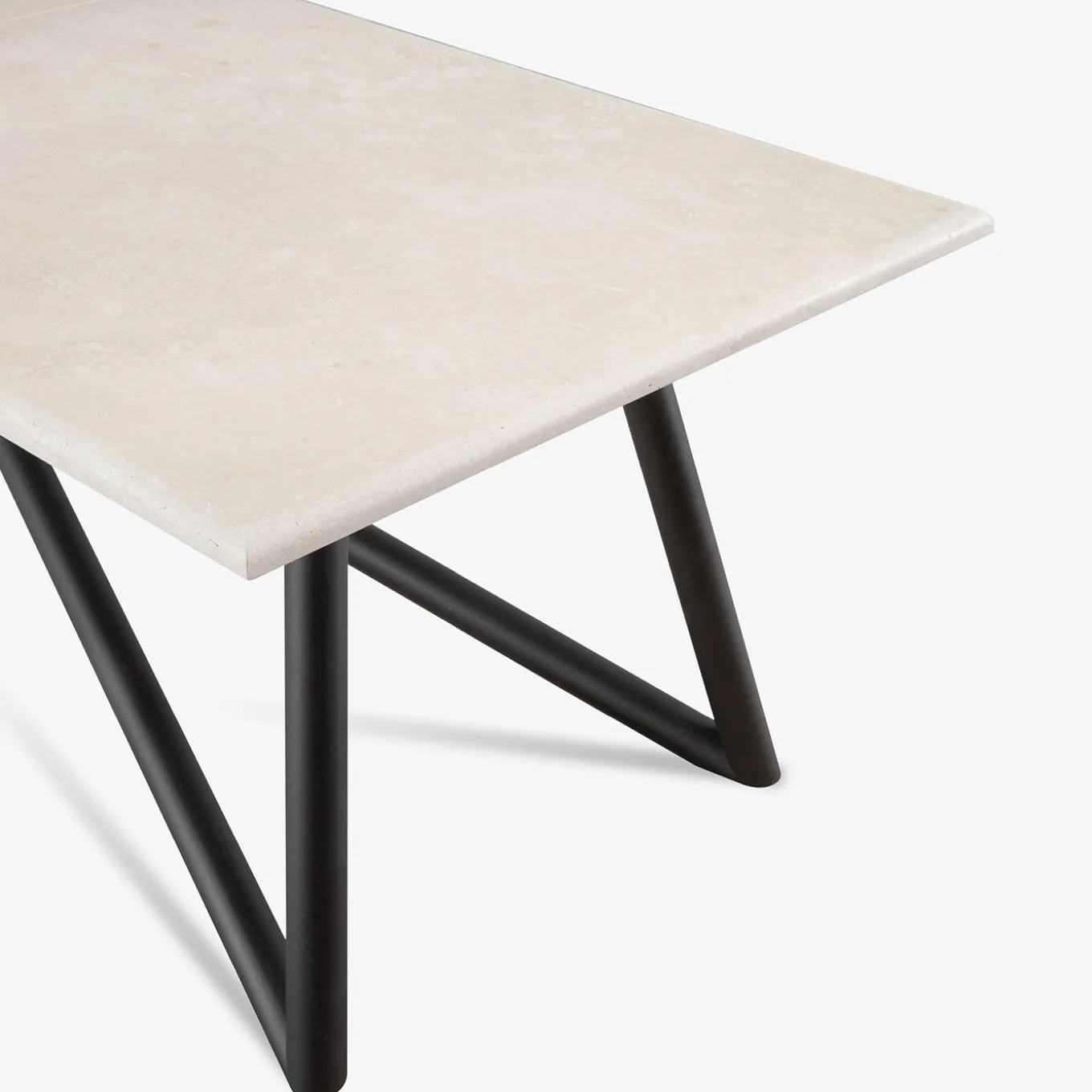 Tavolo da pranzo esterno rettangolare in pietra travertino e acciaio marrone Larte 260