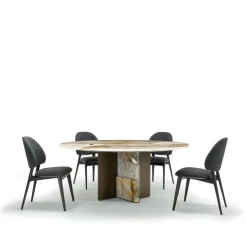 Tavolo da pranzo Kalos ED/50 604-180 con Lazy Susan in marmo Patagonia