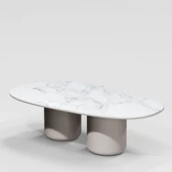 Tavolo da Pranzo Laghi II in Marmo di Carrara e Legno Lucido di Artefatto Design Studio