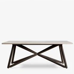 Tavolo da pranzo outdoor rettangolare in travertino e acciaio marrone Larte 200