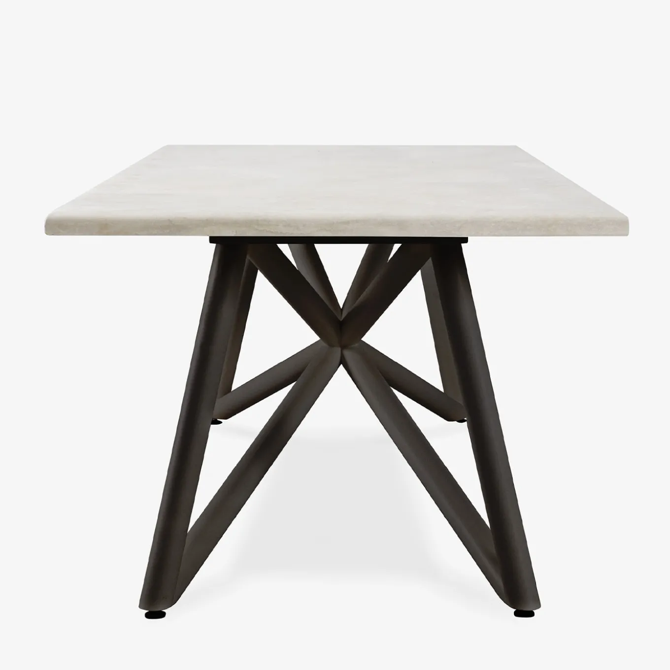 Tavolo da pranzo outdoor rettangolare in travertino e acciaio marrone Larte 200