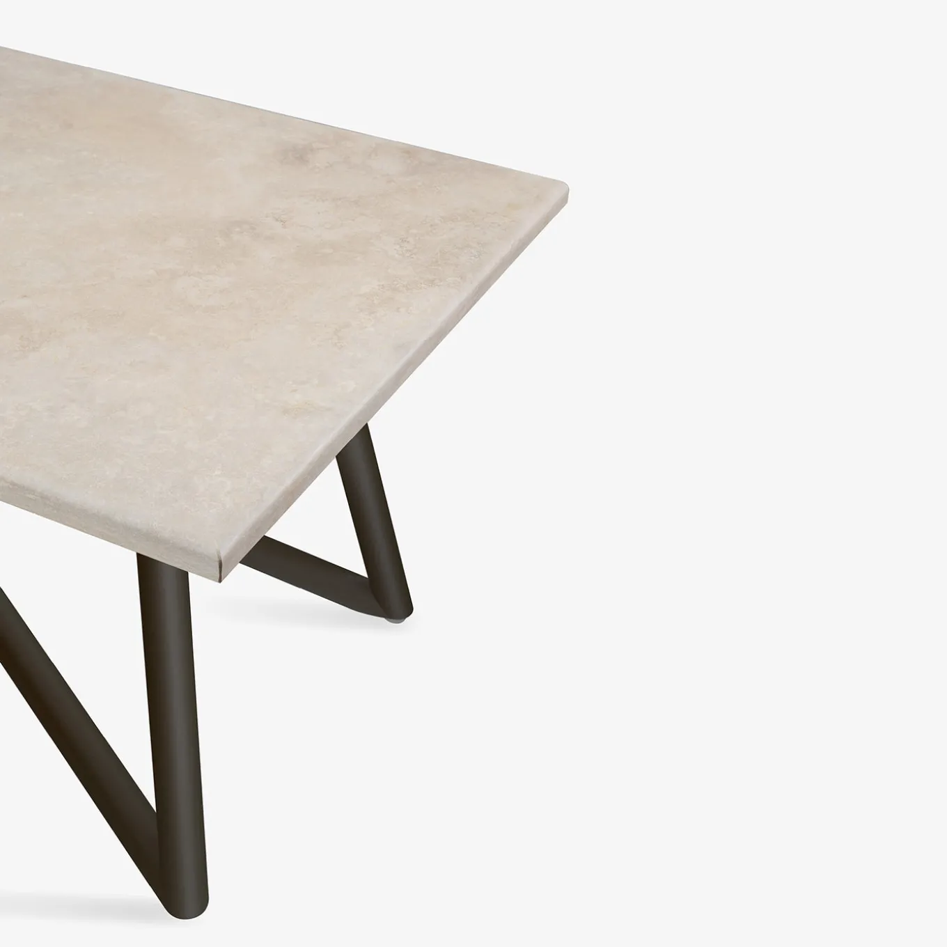 Tavolo da pranzo outdoor rettangolare in travertino e acciaio marrone Larte 200