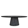 Tavolo da pranzo ovale Eos in pelle galuchat nera