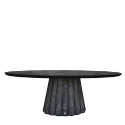 Tavolo da pranzo ovale Eos in pelle galuchat nera