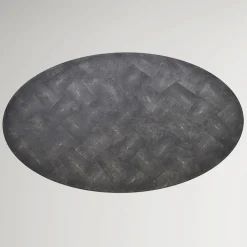 Tavolo da pranzo ovale Eos in pelle galuchat nera