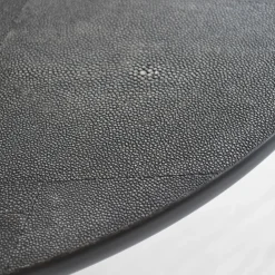 Tavolo da pranzo ovale Eos in pelle galuchat nera