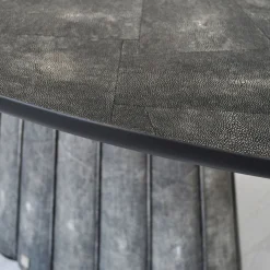 Tavolo da pranzo ovale Eos in pelle galuchat nera