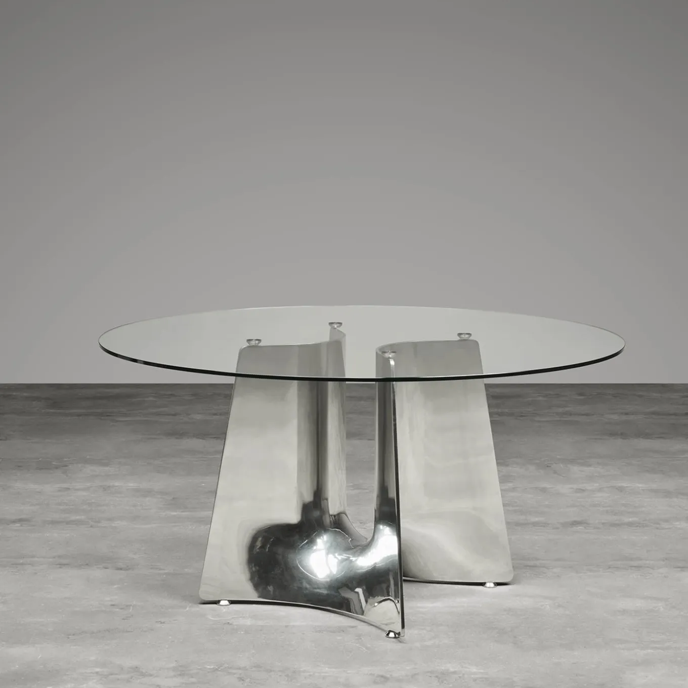 Tavolo da pranzo ovale in vetro Bentz di Jeff Miller