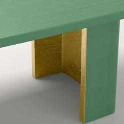 Tavolo da pranzo rettangolare Nature in legno verde e oro