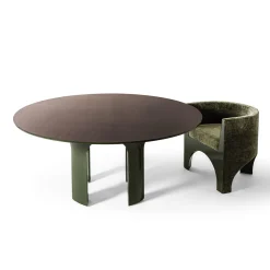Tavolo da Pranzo Rotondo "Archi" in Legno Verde e Marrone di Storagemilano