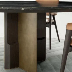 Tavolo da pranzo rotondo Kalos ED/50 602-180 con piano in marmo Belvedere