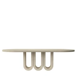 Tavolo da pranzo Trifold ovale in travertino romano classico