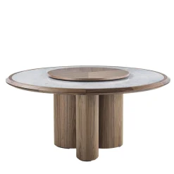 Tavolo Diamante con piano in marmo di Carrara e lavabo in legno