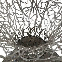 Tavolo Goldenart in vetro e metallo argentato